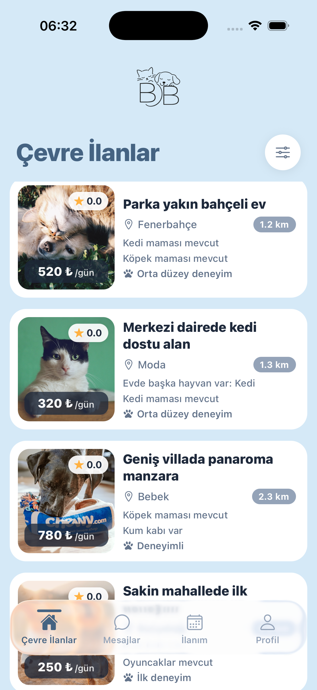 Çevre ilanlar ekranı